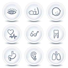 Medicine web icons set 2, circle glossy buttons