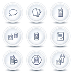 Mobile phone web icons set 2, circle glossy buttons