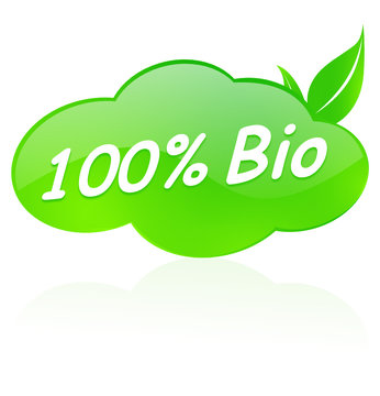 100 % bio sur bouton design nuage vert