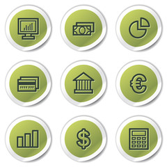Finance web icons set 1, green circle stickers