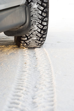 winter tires in snow