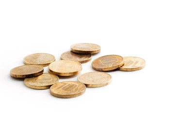 coins on white background