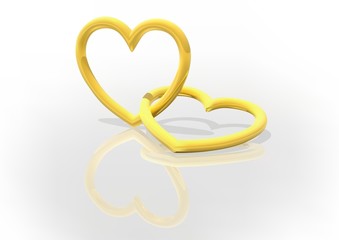 Two Gold Entwined Hearts - background illustration