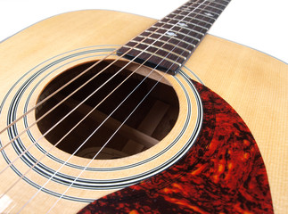 Obraz premium Acoustic guitar on white