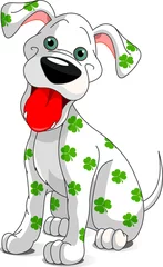 Muurstickers Schattige lachende St. Patrick& 39 s Day-hond © Anna Velichkovsky