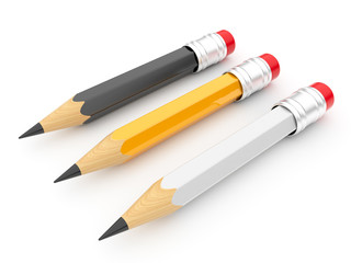 Pencil 3d. Isolated. Set
