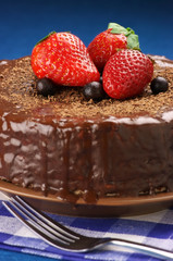 Homemade chocolate cake close-up