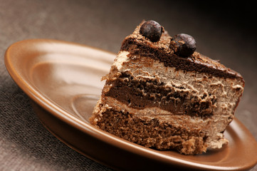 Homemade chocolate cake close-up