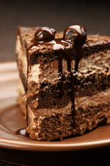 Homemade chocolate cake close-up