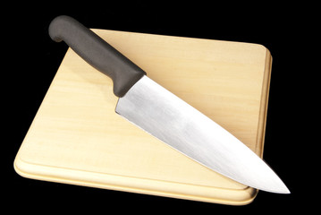 knife and cutting board