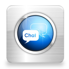 Button Chat metall blau