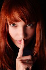The girl calls for silence