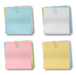 office notes with paper clip multicolor