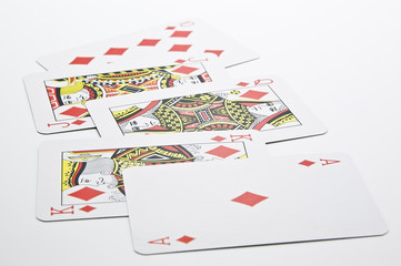 並べたトランプのアップ