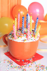 Happy birthday cupcake and candles