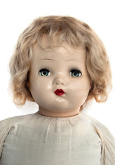 Close-up of face of beautiful antique doll