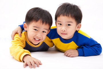 Two asian happy boys