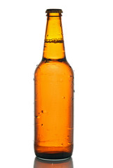 Glass of beer on white background