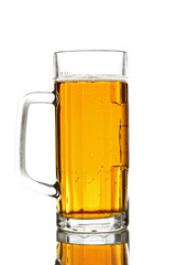 Glass of beer on white background