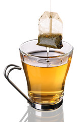 Cup of tea with teabag (clipping path)