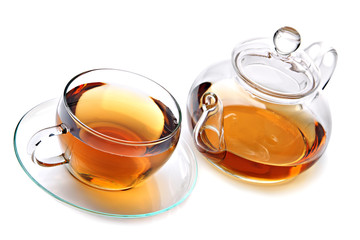 Cup of tea with teapot