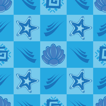 Seamless pattern with sea motives