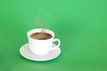 Hot black coffee with smoke