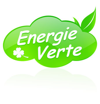 energie verte sur bouton design nuage vert