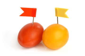 Cherry tomatoes with small flags