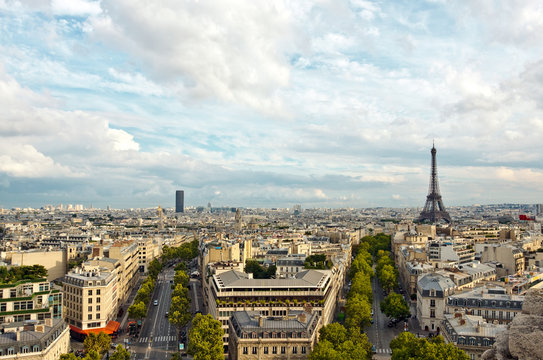 Paris aerial view from triumphal arch