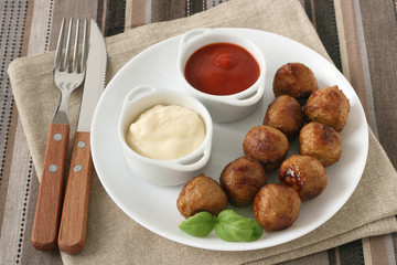 chicken meatballs with sauces