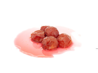 pickled plums  isolated on white background