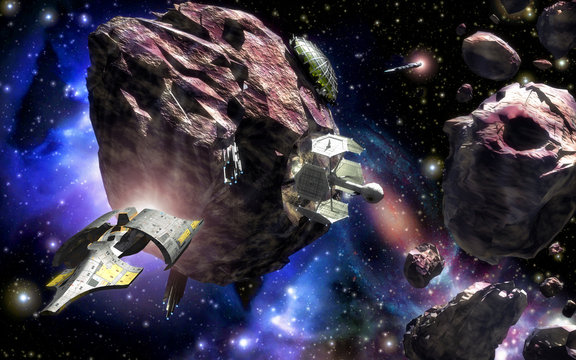spaceship asteroid field space base