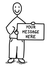 Homme tenant une pancarte