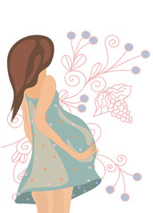 Pregnant woman on the floral background