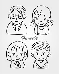 hand draw cartoon family icon