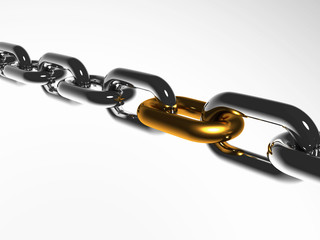 Fototapeta premium A chain with golden link