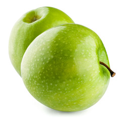 Two Green apples Isolated on a white background