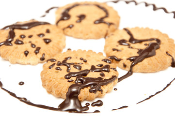 Cookies with chocolate close up