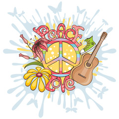 peace and love vector illustration