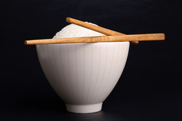 rice bowl on black background