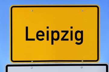 Ortsschild Leipzig