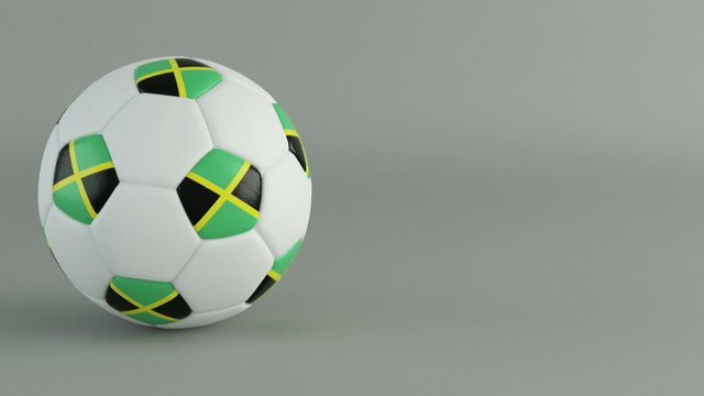3D Render of spinning soccer ball with flag of Jamaica