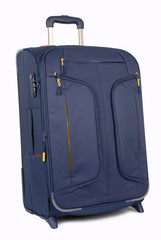 Valise bleue isolée