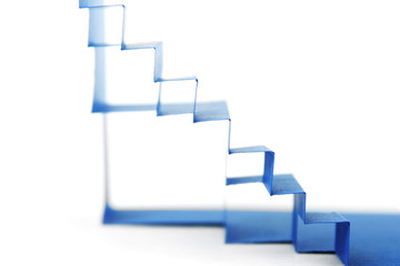 abstract blue paper composition with stairs side view