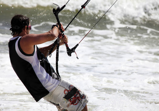 Kitesurfer in action