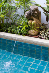 Sand rock statue decorated in the garden