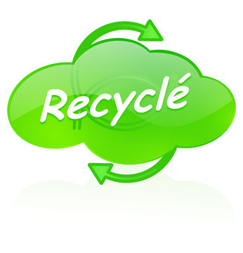 recyclé sur bouton design nuage vert