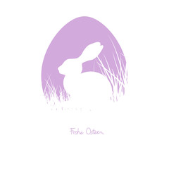 Osterkarte Osterei Osterhase liegend lila