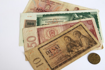 Kolekce ze série fotek - staré i nové české peníze